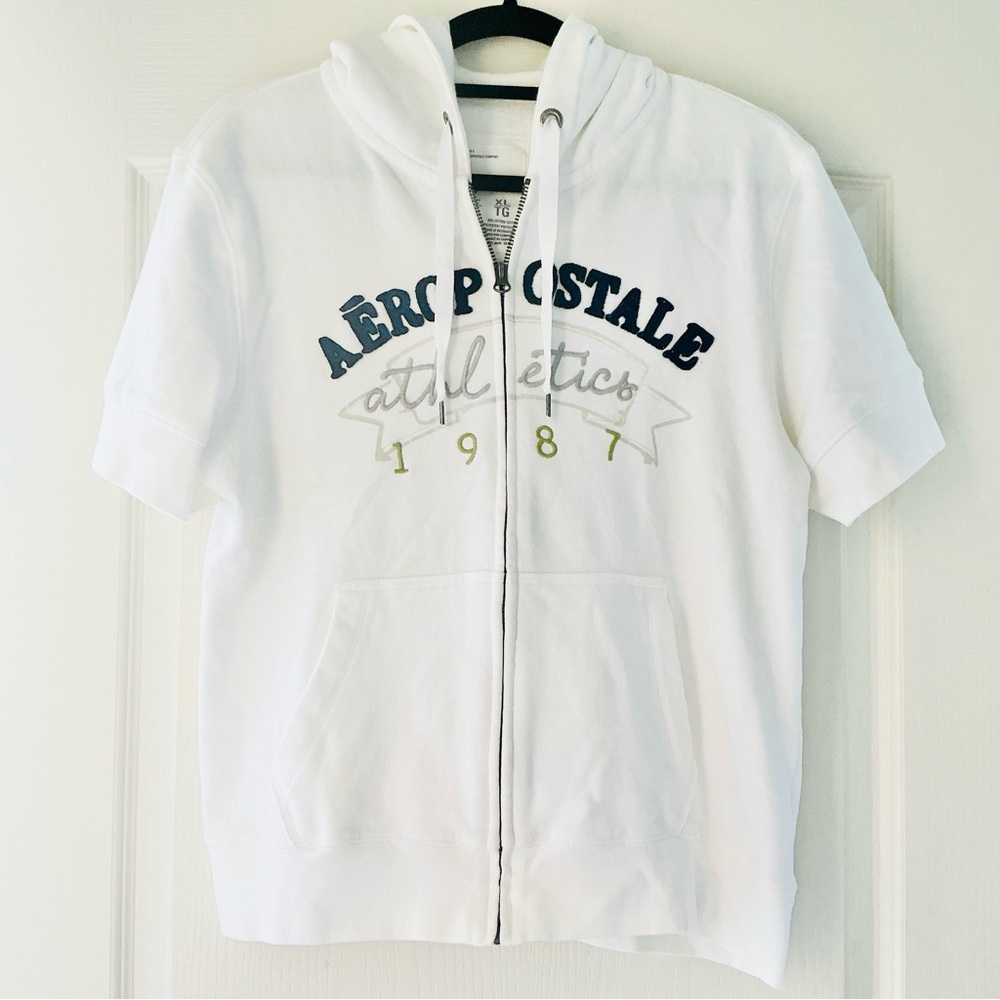 Aeropostale Y2K Heritage Full-Zip Short Sleeved Zip Up Hooded Sweater Hoodie